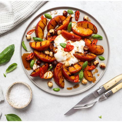 Grilled nectarine & burrata salad 